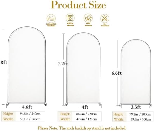 Yellow Arch Covers 3 Set - 6.6FT, 7.2FT, 8FT Arch Backdrop Cover Spandex Fitted Wedding Arch Stand Covers Stretchy Backdrop for Bridal Shower Baby Shower Birthday Party Banquet Photo Background