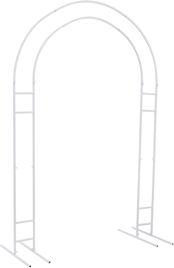 7.2FT Metal Wedding Arch with Base Balloon Arch Backdrop Stand Garden Arbor Trellis Flower Plant Stand Indoor Outdoor Party Decoration for Birthday Ceremony Baby Shower Ceremony (White)