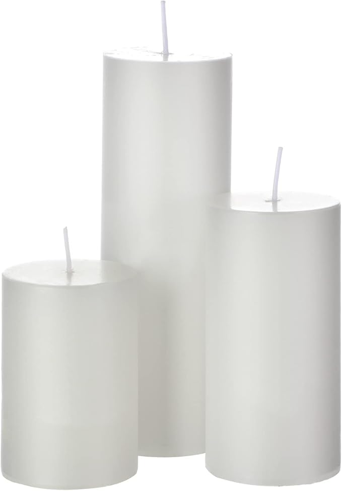 Shihanee Set of 36 Pillar Candles and Glass Cylinder Vases Clear Cylinder Holders for Slim Pillar Candles Wedding Centerpieces(2.6'' X 4.7'', 5.9'', 7.9'',White)