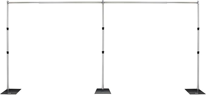 Crowd Control Center Pipe and Drape Backdrop Photobooth Wedding Party Convention Tradeshow Kit Framework ONLY (10x20ADJ (18"x18" Base)) Upgraded Version