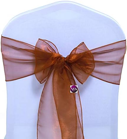 VDS Pack of 150 | Bronze | Organza Chair Sashes Crystal Sheer Tulle Dining Chair Bows Tie Ribbon for Wedding Birthday Graduation Engagement Ceremony Event Party Banquet Venue Hotel Decoration
