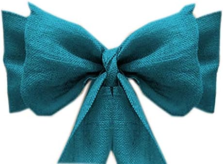 VDS Natural Burlap Chair Sashes Rustic Hessian Jute Bow Ribbon Ties for Wedding Party Birthday Anniversary Banquet Reception (6 X 108 Inch) (Pack of 50) (Teal)