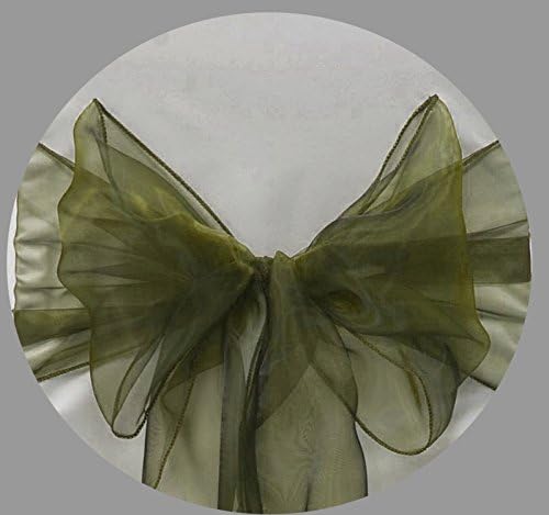 VDS Pack of 200 | Olive | Organza Chair Sashes Crystal Sheer Tulle Dining Chair Bows Tie Ribbon for Wedding Birthday Graduation Engagement Ceremony Event Party Banquet Venue Hotel Decoration