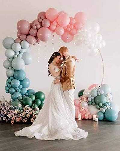 LANGXUN 7.2ft White Metal Round Balloon Arch kit, Backdrop Stand Metal Circle Balloon Arch Frame for Wedding Birthday Party Decoration, Graduation Decorations and Baby Shower Photo Background