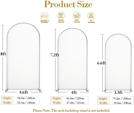 Light Sage Green Arch Cover 3 Set - 6.6FT, 7.2FT, 8FT Arch Backdrop Cover Spandex Fitted Wedding Arch Stand Covers for Baby Shower Birthday Party Bridal Shower Banquet Photo Background Decorations