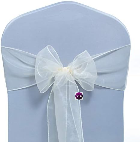 VDS Pack of 300 | Ivory | Organza Chair Sashes Crystal Sheer Tulle Dining Chair Bows Tie Ribbon for Wedding Birthday Graduation Engagement Ceremony Event Party Banquet Venue Hotel Decoration
