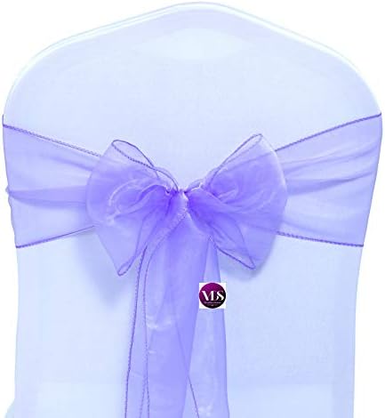 VDS Pack of 125 | Lavender | Organza Chair Sashes Crystal Sheer Tulle Dining Chair Bows Tie Ribbon for Wedding Birthday Graduation Engagement Ceremony Event Party Banquet Venue Hotel Decoration
