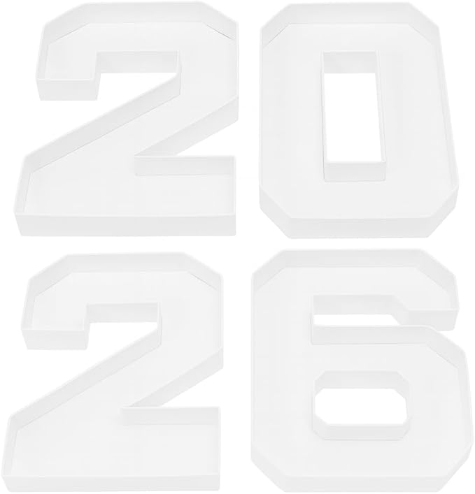 2026 Number Charcuterie Board Set – 4 Fillable Food Trays for Graduation Party, Birthday and Christmas – White Cardboard Number Boxes for Snacks, New Years Serving Tray Tabletop Christmas Decor