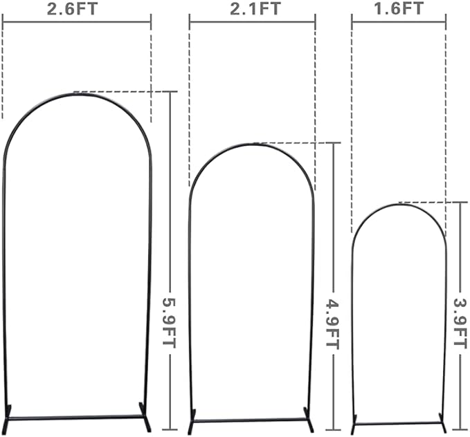 Metal Wedding Arch Backdrop Stand,3-Piece Arch Backdrop Stand for Wedding Ceremony Bridal Party Birthday Party Balloon Arch Decoration(Black)