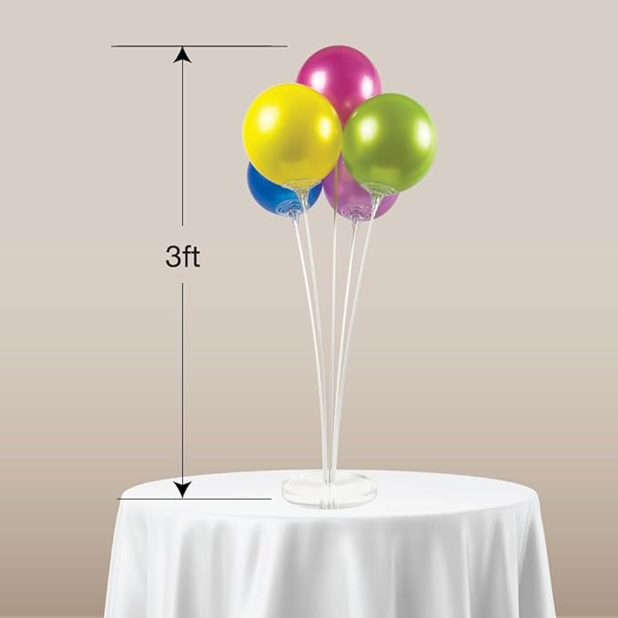 Reusable Balloon Tabletop Kit - Helium-Free Vinyl Bouquets - Lasting Inflation - Includes 5 Balloons, Stems & Acrylic Base, for Business, Schools & Events (Tropical Combo)