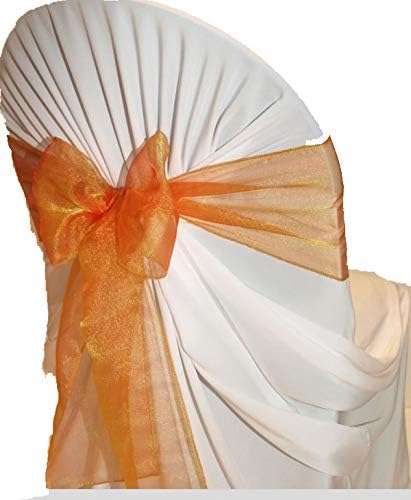 VDS Pack of 50 | Brunt Orange | Organza Chair Sashes Crystal Sheer Tulle Dining Chair Bows Tie Ribbon for Wedding Birthday Graduation Engagement Ceremony Event Party Banquet Venue Hotel Decoration