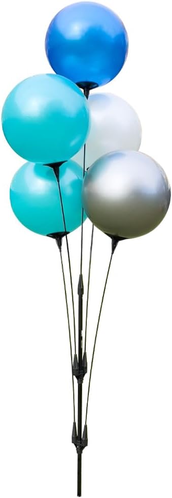 Reusable Outdoor Balloon Clusters - Helium Free, All-Weather, Durable, Plastic Balloons for Advertising, Real Estate, Grand Openings & Events (Aqua, Blue, Silver and White)