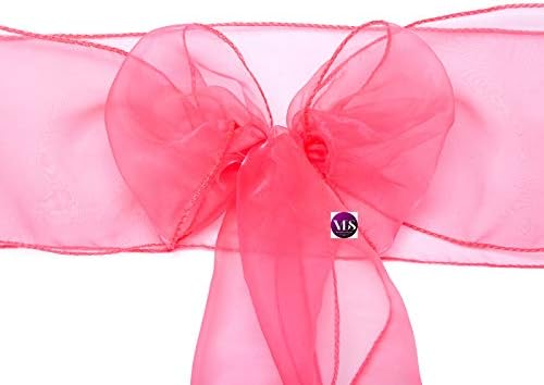 VDS Pack of 150 | Coral | Organza Chair Sashes Crystal Sheer Tulle Dining Chair Bows Tie Ribbon for Wedding Birthday Graduation Engagement Ceremony Event Party Banquet Venue Hotel Decoration