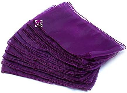 VDS Pack of 25 | Dark Purple | Organza Chair Sashes Crystal Sheer Tulle Dining Chair Bows Tie Ribbon for Wedding Birthday Graduation Engagement Ceremony Event Party Banquet Venue Hotel Decoration