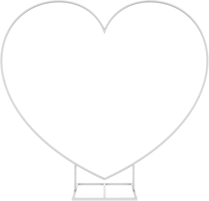 LANGXUN Large Size Metal Balloon Arch Kit, Wedding Heart Arch Stand, Love Balloon Column Arch Frame for Wedding, Bridal, Valentine's Day, Engagement and Birthday Party Supplies (White)