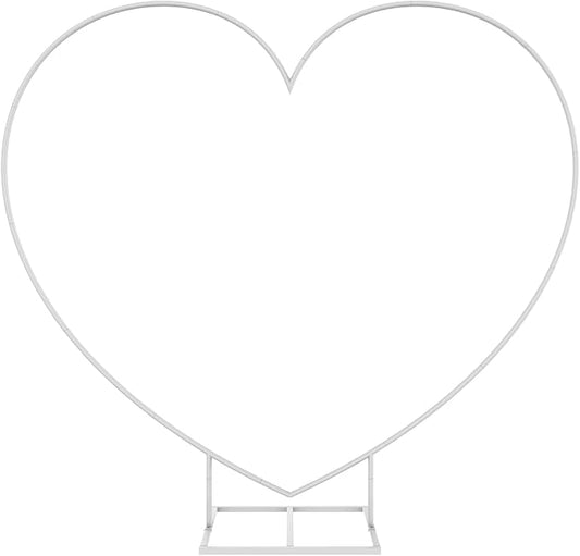 LANGXUN Large Size Metal Balloon Arch Kit, Wedding Heart Arch Stand, Love Balloon Column Arch Frame for Wedding, Bridal, Valentine's Day, Engagement and Birthday Party Supplies (White)