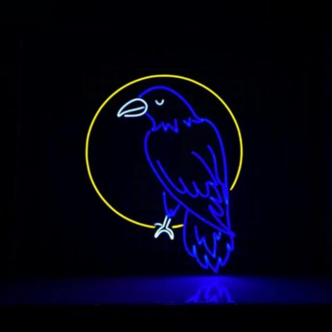 Raven Neon Sign, Crow Neon Light, Raven Bird Led Light, Halloween Led Sign, Scary Horror Spooky Room Wall Decor, Night Wild Life Neon Lights Size:20inches