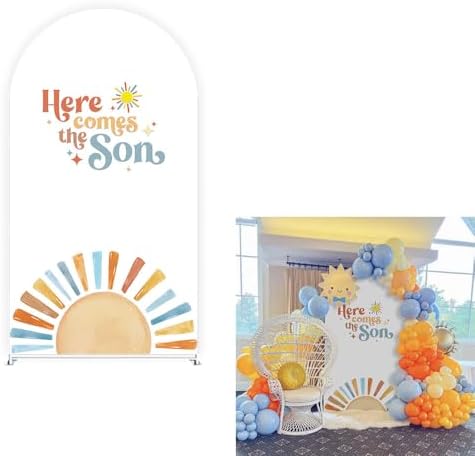 Here Comes The Son Arch Backdrop Cover First Trip Around The Sun Baby Shower Decorations Arch Spandex Cover Groovy Sunshine Birthday Party Fiesta (7.2x4ft Cover,29)