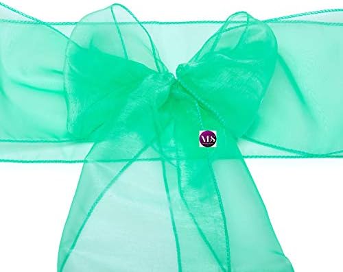 VDS Pack of 125 | Mint | Organza Chair Sashes Crystal Sheer Tulle Dining Chair Bows Tie Ribbon for Wedding Birthday Graduation Engagement Ceremony Event Party Banquet Venue Hotel Decoration