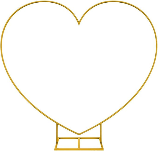 LANGXUN Large Size Metal Balloon Arch Kit, Wedding Heart Arch Stand, Love Balloon Column Arch Frame for Wedding, Bridal, Valentine's Day, Engagement and Birthday Party Supplies (Gold)