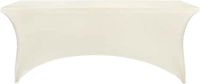 FORLIFE 6Pack Spandex Table Covers 6ft，Fitted Tablecloth for 6ft Rectangular Tables, Stretch Patio Table Covers, Universal Spandex Table Cover for Wedding, Banquet, Party - Ivory