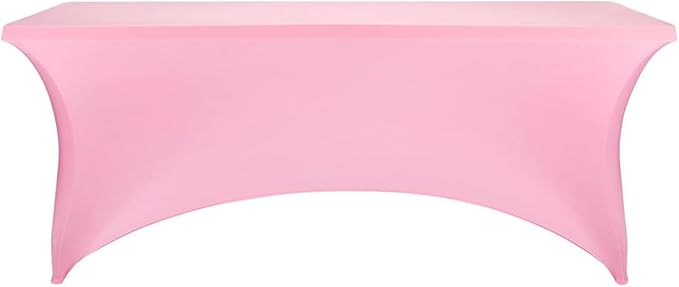 FORLIFE 6Pack Spandex Table Covers 6ft，Fitted Tablecloth for 6ft Rectangular Tables, Stretch Patio Table Covers, Universal Spandex Table Cover for Wedding, Banquet, Party - Pink
