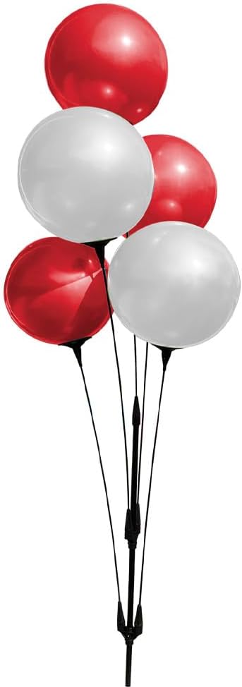 Reusable Outdoor Balloon Clusters - Helium Free, All-Weather, Durable, Plastic Balloons for Advertising, Real Estate, Grand Openings & Events (Red and White)