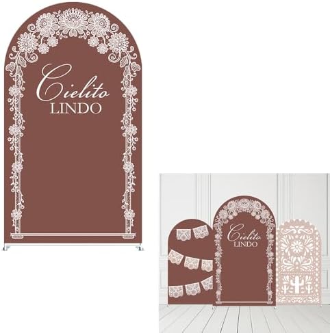 Beige Arch Backdrop Cover Birthday Party Baptism Cutie Baby Shower Arch Stand Spandex Covers Wedding Mexican First Fiesta Parties Decorations (2.6X6ft,G3760)