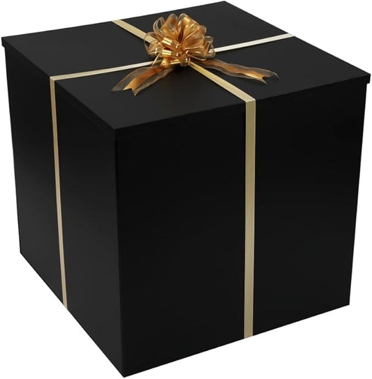 Extra Large Gift Box with Lid 28x28x28 Inches, Black Big Gift Box for Gender Reveal, Giant Gift Boxes with Lids for Presents Packaging for Birthday Surprise, Christmas, Anniversaries, Wedding Party
