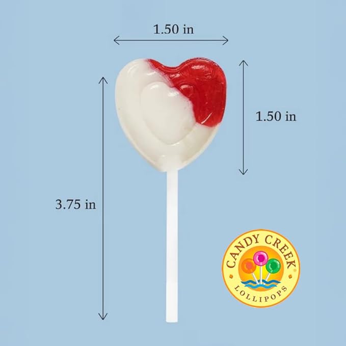 Heart Lollipops by Candy Creek, Bulk 5 lb. Carton, Strawberry Cream Valentine’s Candy- nut free