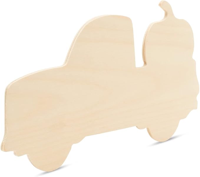 Pumpkin Truck Wooden Cutout 6-1/2 x 12 inches, 6 Unfinished Birch Wood Cutouts for Halloween Decor and DIY Crafts, by Woodpeckers