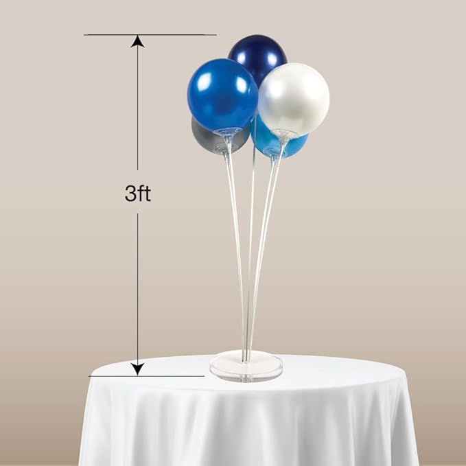 Reusable Balloon Tabletop Kit - Helium-Free Vinyl Bouquets - Lasting Inflation - Includes 5 Balloons, Stems & Acrylic Base, for Business, Schools & Events (Winter Combo)