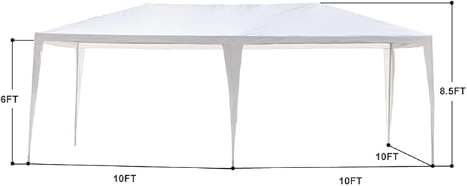 Party Tent, Tents for Parties, Outdoor Wedding Tent Birthday Tent Event Tent Patio Gazebo Carport Canopy Shade, Canopy Tent with Removable Sidewalls & Transparent Window (10'x20'/0 Sidewalls White)