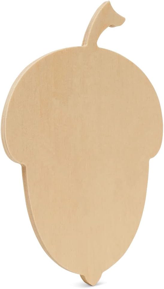 Wood Acorn Cutouts 12 x 8-1/4 inch, Pack of 12 Unfinished Wooden Cutouts for Crafting, and DIY Thanksgiving Party Decorations, by Woodpeckers