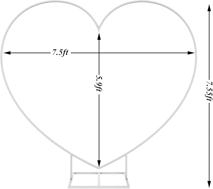 LANGXUN Large Size Metal Balloon Arch Kit, Wedding Heart Arch Stand, Love Balloon Column Arch Frame for Wedding, Bridal, Valentine's Day, Engagement and Birthday Party Supplies (White)