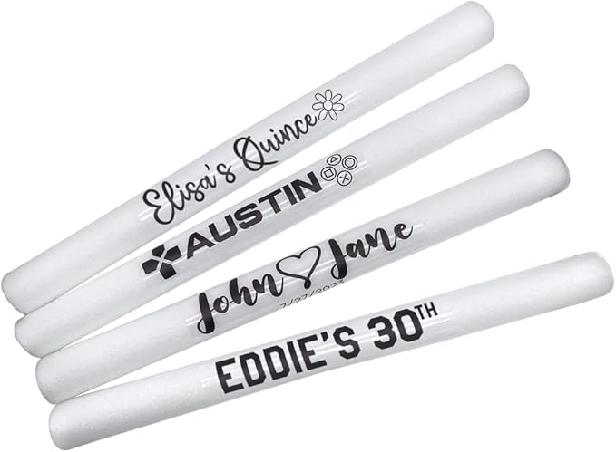 Pack of 100 with Yard Sign, Custom LED Party Foam Light Sticks for Wedding, Birthdays, Guests, Party, DJ, Concerts, Festivals, Events, Promotions 3 Color Lighting Modes Batteries 16"