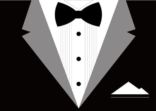 BELECO 8x6ft Fabric Gentleman Tuxedo Backdrop Black and White Bow Tie Suit Background Luxury Birthday Dinner Party Decor Banner Boy Men Father Bridegroom Photoshoot Studio Booth Props