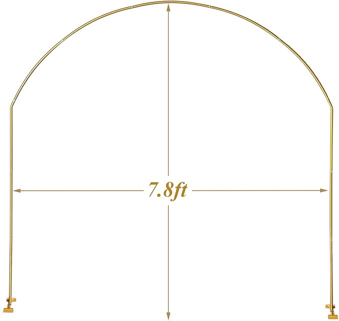 LANGXUN 7.8Ft Metal Gold Balloon Arch Kit, Semi-Circular Balloon Arch Stand with Water Bases for Wedding Bridal Baby Shower Birthday Party Supplies Decorations