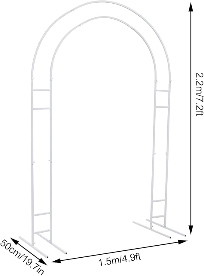 7.2FT Metal Wedding Arch with Base Balloon Arch Backdrop Stand Garden Arbor Trellis Flower Plant Stand Indoor Outdoor Party Decoration for Birthday Ceremony Baby Shower Ceremony (White)