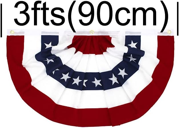 ANJOR 1.5x3Fts Patriotic Bunting - American Pleated Fan Flag Pack 12