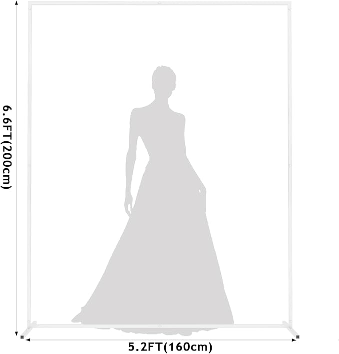 Asee'm 6.6FTx5.2FT White Wedding Arch Backdrop Stand Square Metal Rectangular Arch Frame for Ceremony Party Birthday Bridal Baby Shower Anniversary Arbor Balloon Decoration
