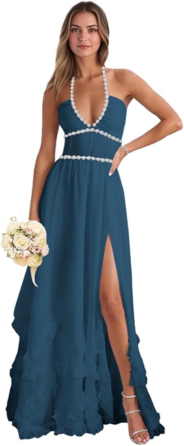 Floral Printed Chiffon Prom Dress for Carmen 2025 Long V Neck Floor Length Photoshoot Dress with Side Slit Ruched