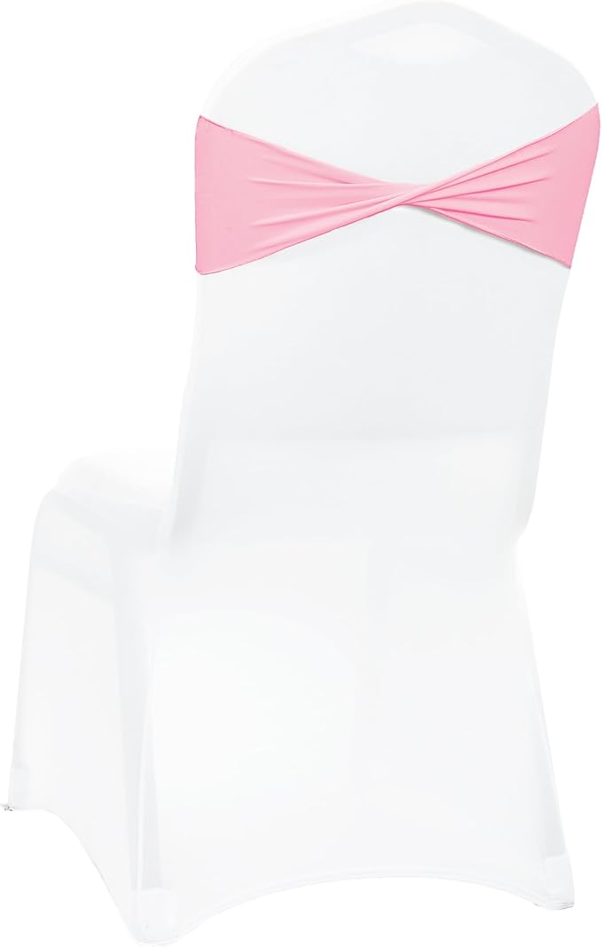 VDS Pack of 250 PCS | Pink | Spandex Chair Sashes Bows Without Buckle | Stretch Elastic Banquet Universal Folding Chair Band Tie with for Wedding Party Conference Celebration Event Decoration