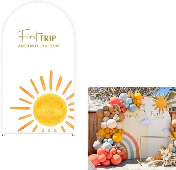 Here Comes The Son Arch Backdrop Cover First Trip Around The Sun Baby Shower Decorations Arch Spandex Cover Groovy Sunshine Birthday Party Fiesta (7.2x4ft Cover,30)