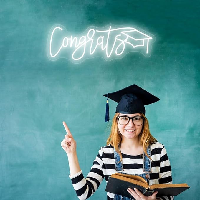Congrats Grad Neon Sign Congrats Neon Signs for Wall Decor, Congrats Grad Sign Congratulations Sign Congrats Grad Led Sign for Backdrop Congratulations Backdrop Graduation