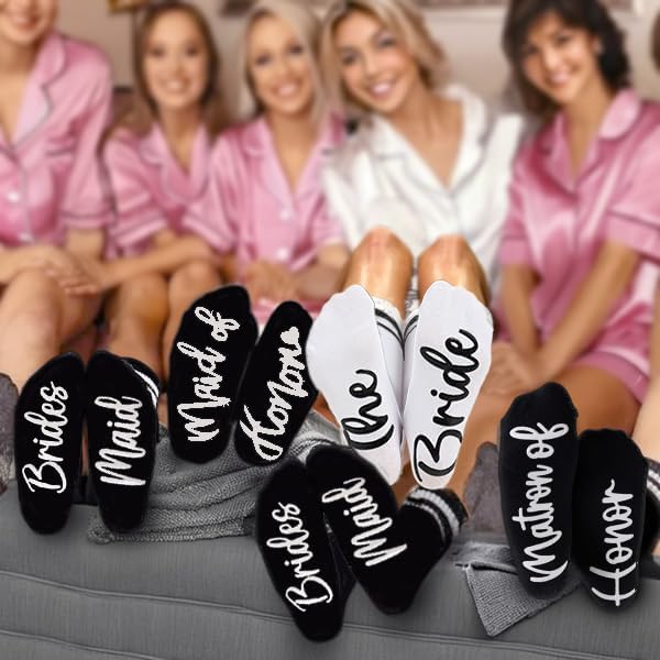 Funky Junque Bride Socks for Bachelorette Party Favors, Bridesmaid Gifts, 100% Cotton Crew Socks, Bridal Shower Accessories