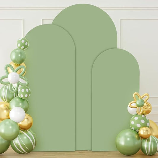 Sage Green Chiara Arch Cover Set of 3 Spandex Fitted Wedding Arch Covers 4ft 5ft 6ft Arched Backdrop Cover Arches Backdrop Stand Cover for Happy Birthday Baby Shower Graduation Party Decorations