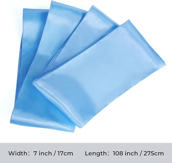 Babenest Satin Chair Sashes Ties Upgraded 50 pcs Chair Ribbons Bows for Wedding Banquet Party Easter Christmas Baby Shower Events Decoration (Baby Blue)