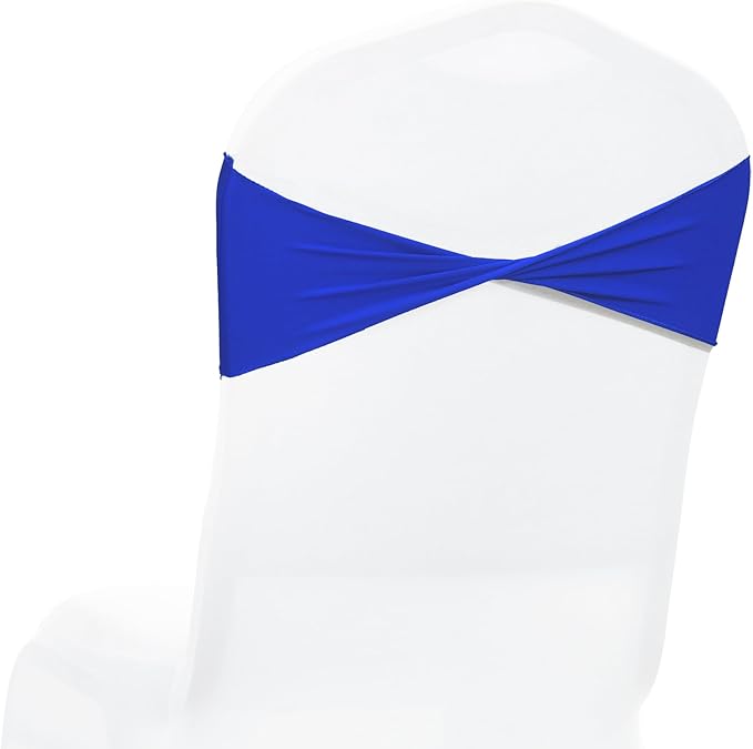 VDS Pack of 300 PCS | Royal Blue | Spandex Chair Sashes Bows Without Buckle | Stretch Elastic Banquet Universal Folding Chair Band Tie with for Wedding Party Conference Celebration Event Decoration
