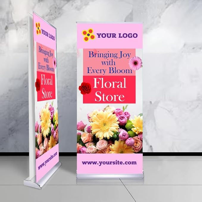 Deluxe Retractable Banner - Customizable Full Color Design Roll Up Banner with Carry On Case (Customizable, 33.5”x80” Deluxe Double Sided)